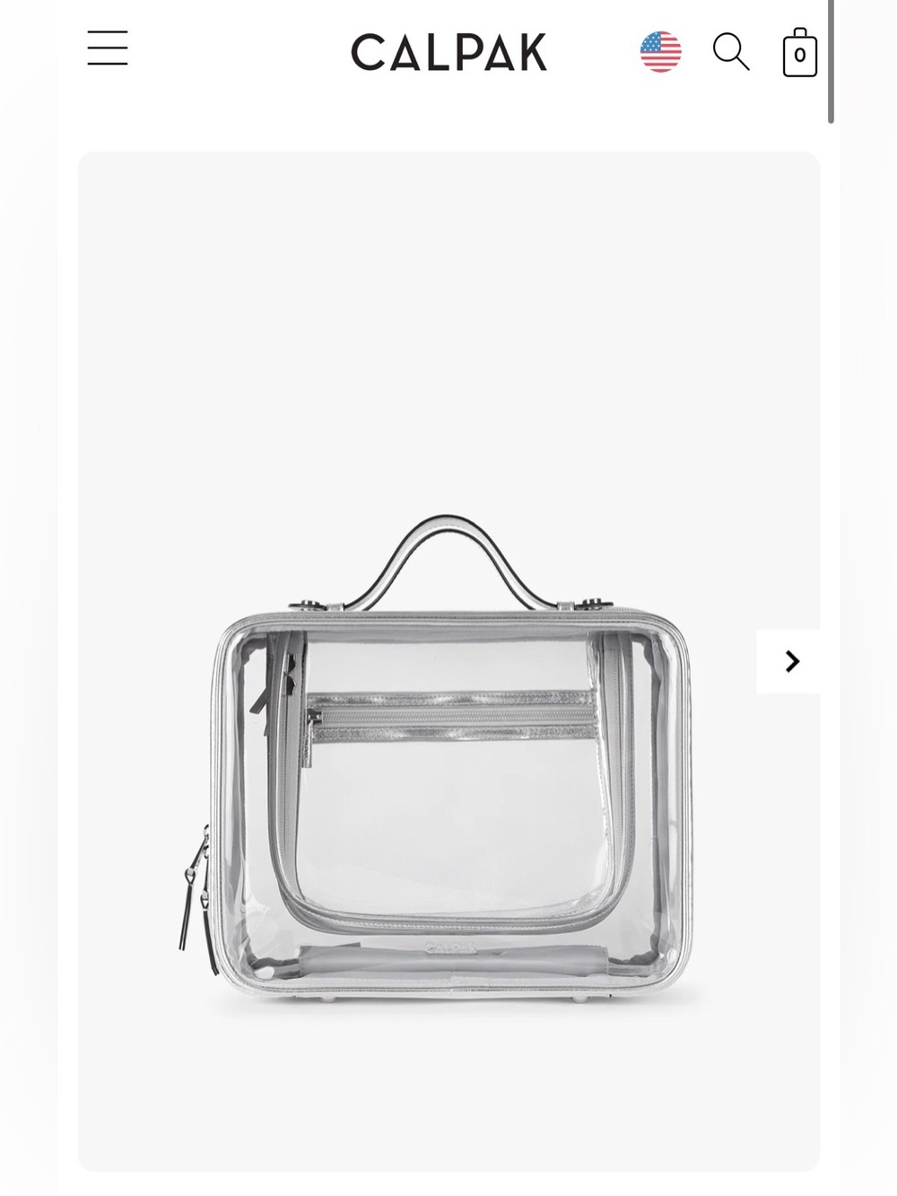 Large CALPAK Clear Cosmetic Travel Case - Silver Trim